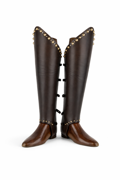 Copristivali in cuoio testa di moro e oro