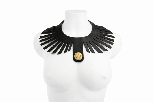 Collana "Manara" grande in cuoio nero